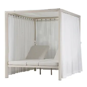 Lion Design Cream White Full Aluminum Outdoor Canopy Sun Bed