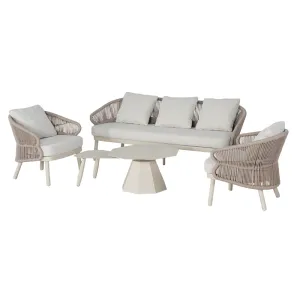 Lion Design Cream White Full Aluminum Modular Outdoor Sofa Set