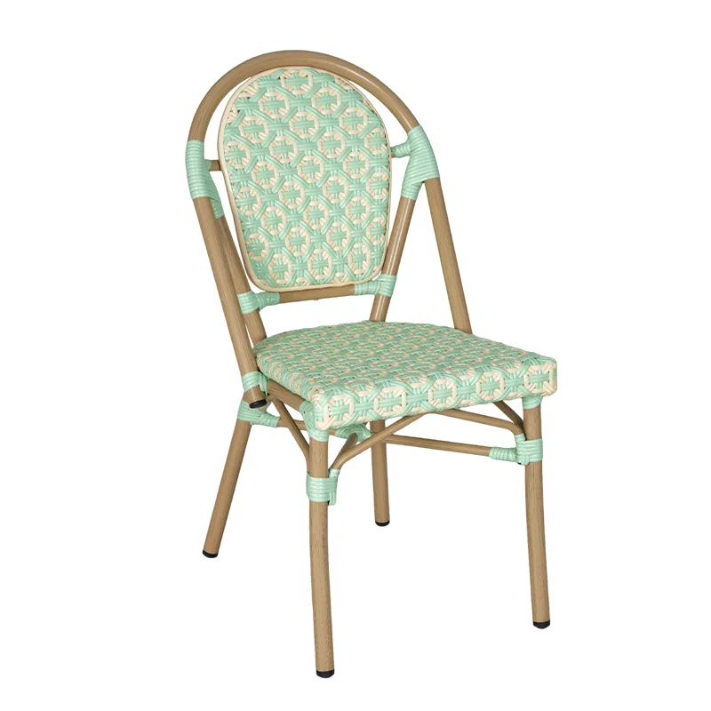 French Bistro Rattan‑Look Full‑Aluminum Dining Chair