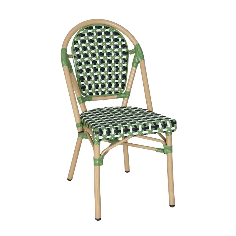 French Bistro Rattan‑Look Full‑Aluminum Dining Chair