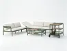 Olive Green Modular Outdoor Lounge Sofa Set Multi-Function Patio Combination Sofa with Reclining Chaise, Coffee Table & Mobile Service Cart