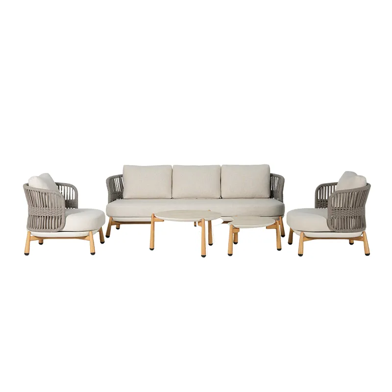Capella sofa Cream White Outdoor Patio Sofa Set Modern Cream Style All-Weather Garden Lounge Sofa Suite