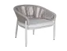 Lion Design Rope Weave Outdoor Dining Armchair  ## Modern Patio Chair with Vertical Rope Backrest & Cushion