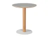 Coastal Minimal Outdoor Round Bar Table Patio High Table with Stone Look Top and Wood-Look Column