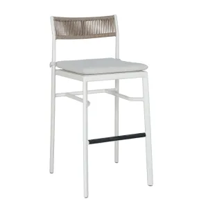 Vertical Rope Weave Outdoor Bar Stool Modern Patio High Bar Chair with Cushion
