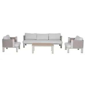 Lion Design Rope Weave Outdoor Sofa Set Modern Patio Conversation Set with Sofa, Armchairs & Coffee Table