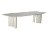 Lion Design Coastal Luxe Outdoor Rectangular Dining Table Patio Dining Table with Stone Look Top and Dual Pillar Legs