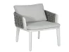 Gray & White Patchwork Outdoor Dining Armchair Modern Patio Dining Chair with Dual-Side Rope Weave Armrests