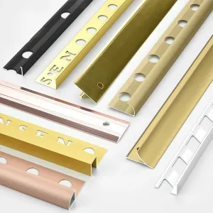 WLX Custom Aluminum Tile Trim Multiple Metal Wall Floor Decorative Strip Aluminum Steel Tile Edge Trim Corner Strip Profil