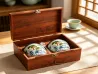 8-Year Aged Huazhou Juhong Slices(Hand-painted Landscape Porcelain Jar , Vintage Solid Wood Gift Box)