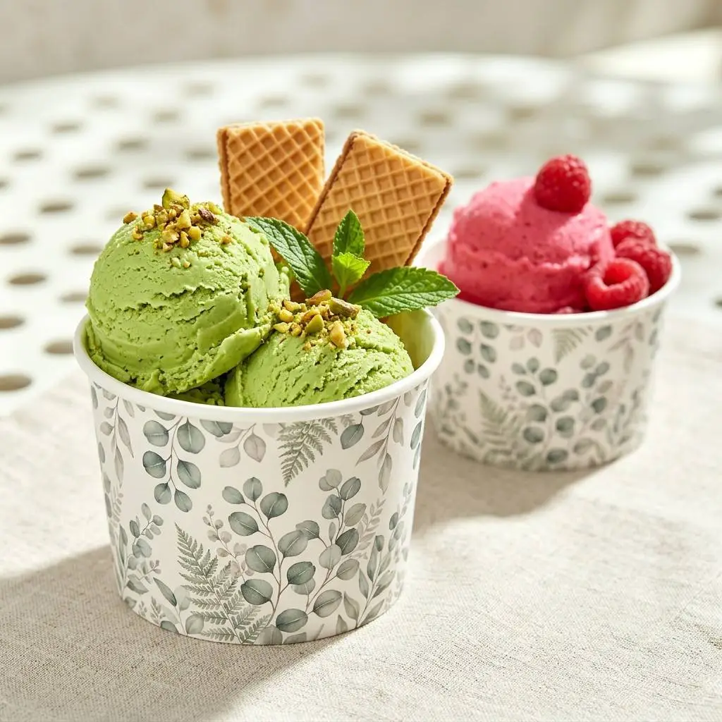 Botanical Pattern Custom Ice Cream Paper Cups