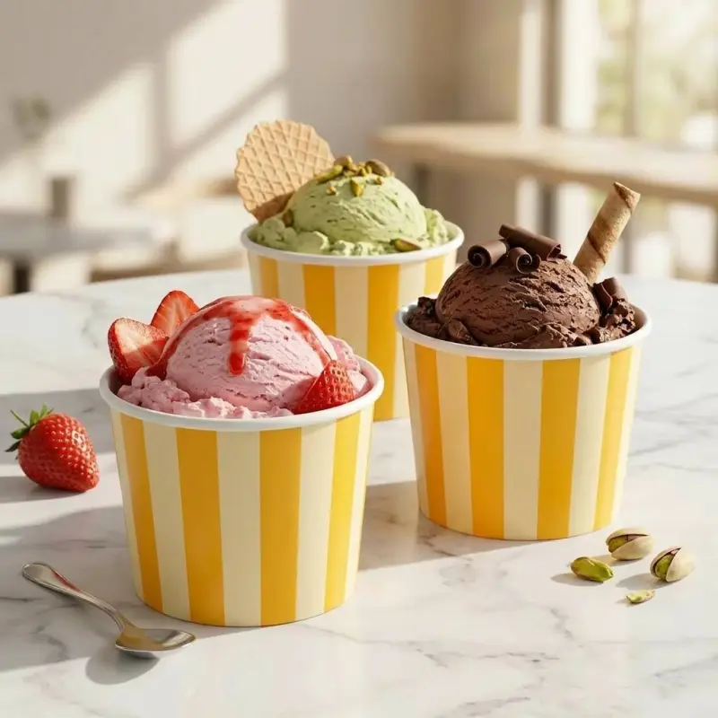 Classic Cafe Pattern Ice Cream Paper Cups