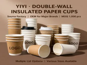 Double-Wall Insulated Paper Cups with Lids