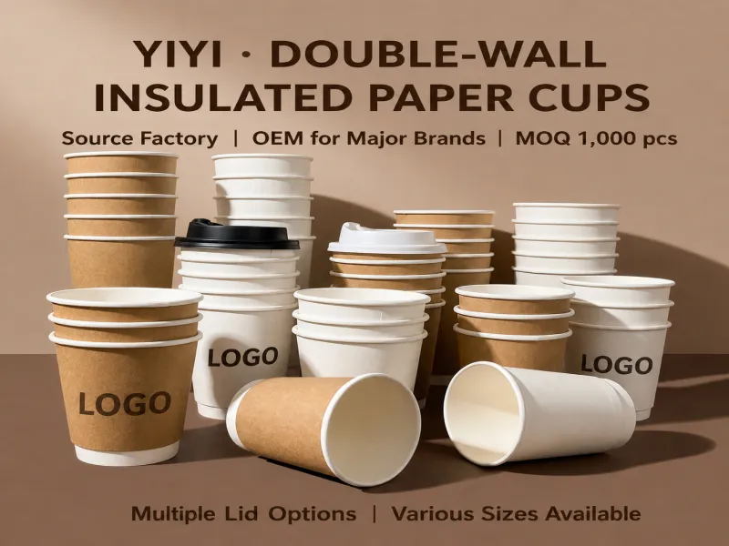 Double-Wall Insulated Paper Cups with Lids