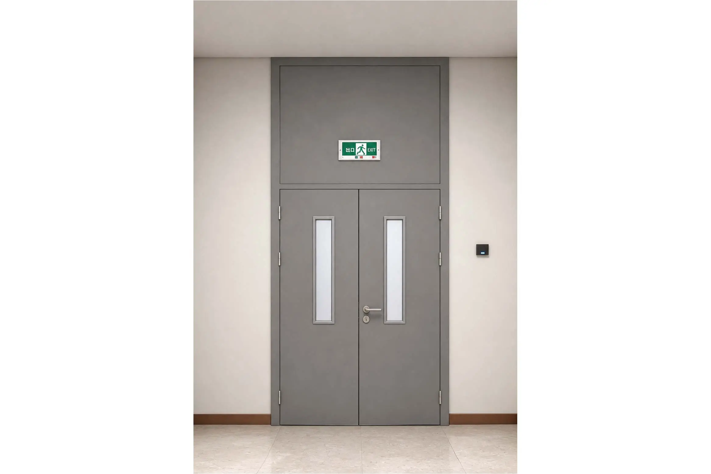 Steel double-leaf fire door