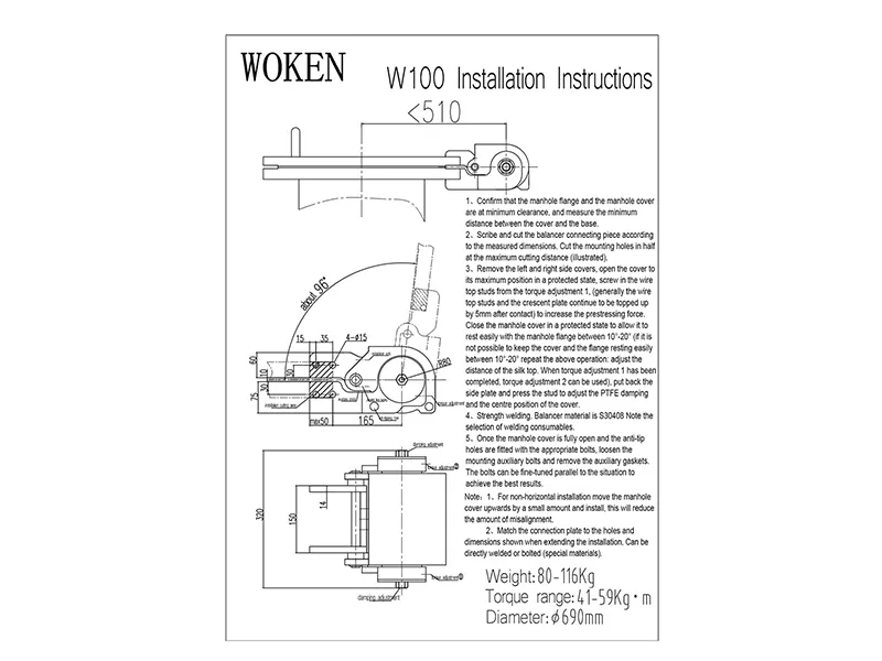 Manhole cover balancer W100