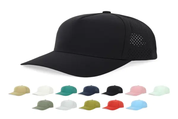 5-Panel Blank Laser Cut Hole Sporty Baseball Sports Running Cap Custom Embroidery Logo Polyester Performance Golf Hat for Unisex
