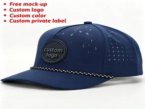Custom Laser Perforated Water-Resistant Sun Hat, Blank Waterproof Baseball Golf Cap with Logo Embroidery for Fishing or Outdoor