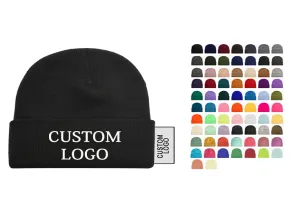 High Quality Custom Embroidery Logo Classic Winter Knit Knitted Beanie Hat With Custom logo