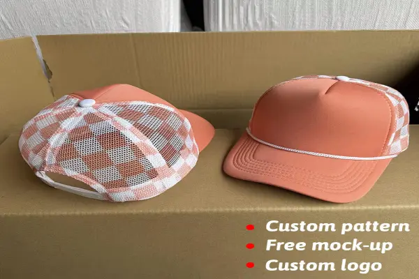 Custom Checkered Mesh Trucker Hat Fashion Causal Checkered Foam Rope Snapback Baseball Cap for Men Women