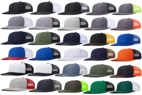 Custom Logo 6 Panel Solid Plain Sports Cap Woven Patch Stitching Brim Outdoor Richardson 112 Trucker Baseball Hats for Men