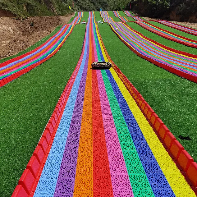 Outdoor rainbow Slide Security Entertainment Customized Ski Grass rainbow Slide Outdoor Playground equipment