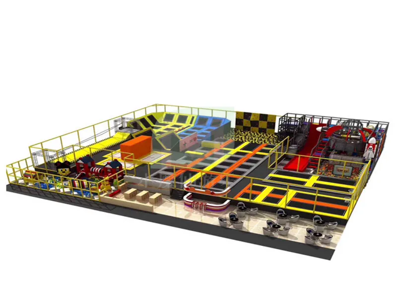 Commercial Customized Kids Indoor Playground Park Zip Line Adventure Trampoline Park with Ninja Warrior