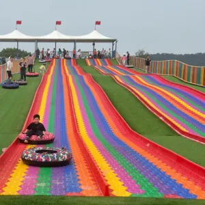 No Power outdoor Playground  equipment  Customized  Ski Grass rainbow Slide park