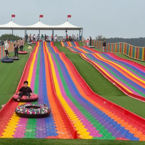No Power outdoor Playground  equipment  Customized  Ski Grass rainbow Slide park