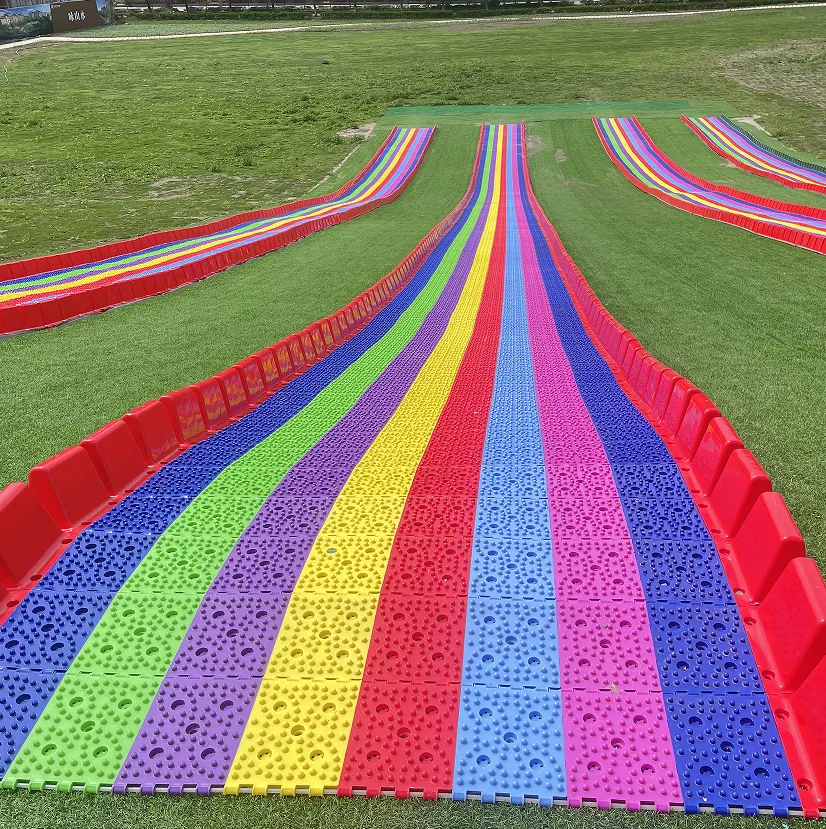 with Ski Circle Security ODM&OEM Colourful Double rainbow Plastic Slide  outdoor playground