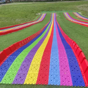 with Ski Circle Security ODM&OEM Colourful Double rainbow Plastic Slide  outdoor playground