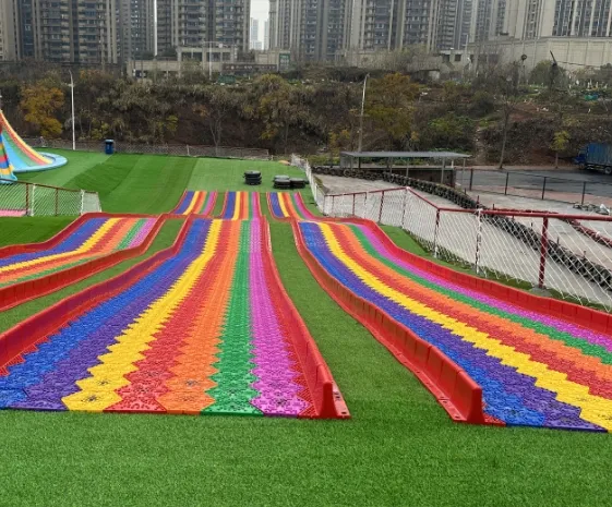Outdoor Slide Play Ground Customized Entertainment rainbow Honeycomb Soft Climb and Slide Combo Set