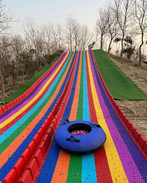 Outdoor Amusement Park Colourful ODM&OEM No Power Ski Grass rainbow Plastic Slide Tube