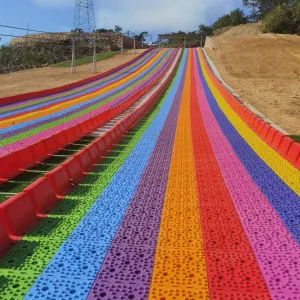 Entertainment Colourful Outdoor Slide with Ski Circle Double rainbow Slide Castle
