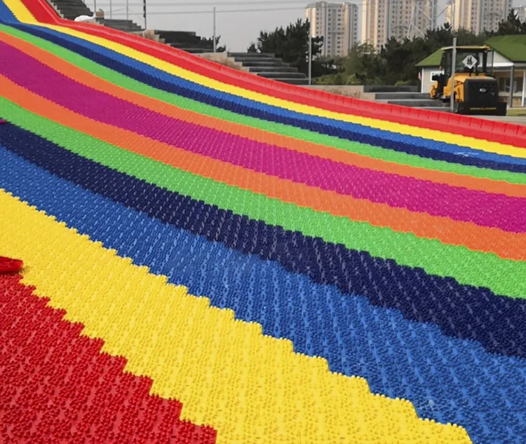 Parent-child Interaction Outdoor Slide Ski Grass Double rainbow Dry Slope Slide