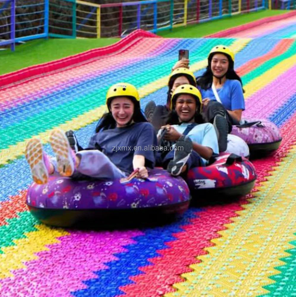 Customized Large Outdoor Amusement Equipment rainbow Slide Castle Outdoor rainbow Dry Slideway for Fun Plastic Slide