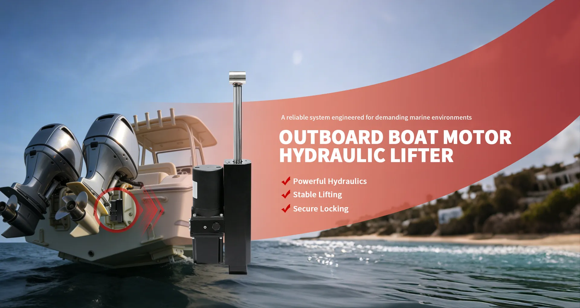 outboard boat motor  hydraulic lifter