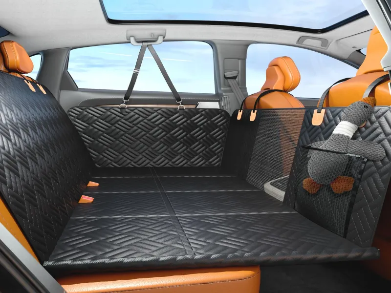 Waterproof Dog Car Seat Cover for SUV Trucks Solid Pattern Hard Bottom with Cotton Pet Dog Hammock Back Seat Extender