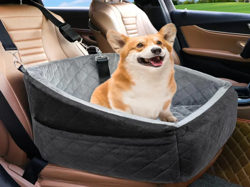 Portable Waterproof Pet Car Seat for Small Dog Pet Seat with Storage Bag Clip-on Leash Car Seat for Pets