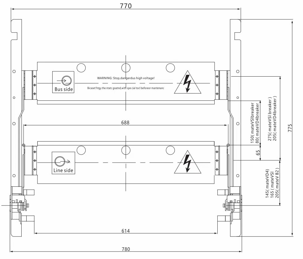 Mid-placed switchgear cabinet