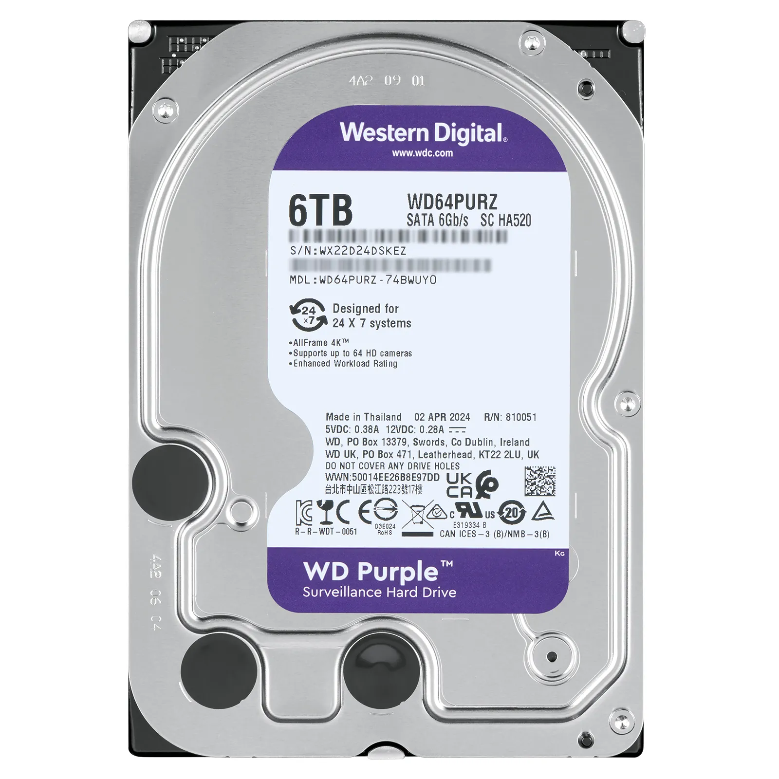 6TB HDD, Surveillance Grade, Single-Pack 6001A