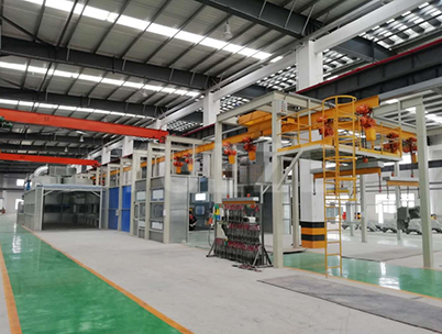 Self-propelled hoist conveying coating line