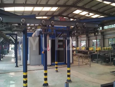 Suspension chain spray line automation