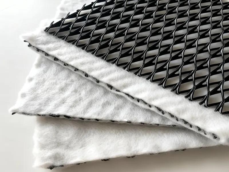 Stable, water-draining, cost-effective, long-life parking lot drainage net