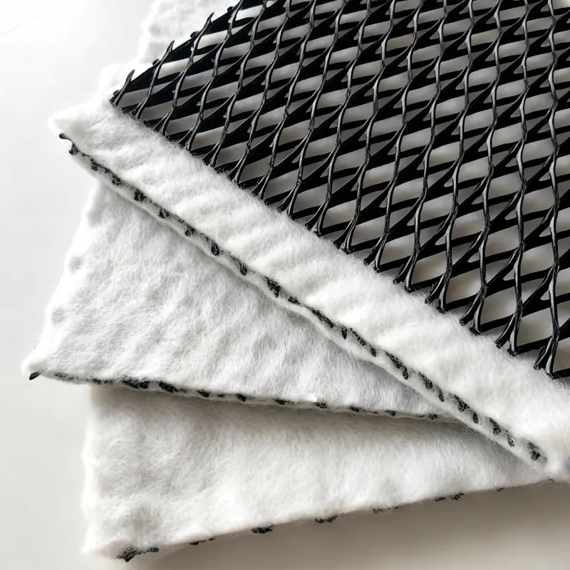 Stable, water-draining, cost-effective, long-life parking lot drainage net