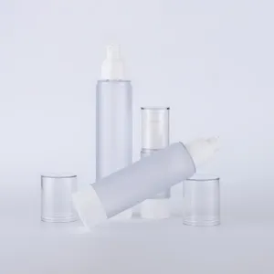 50ml Transparent AS Cosmetic Bottle Frosted Airless White Base Cover
