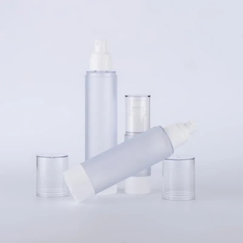 50ml Transparent AS Cosmetic Bottle Frosted Airless White Base Cover