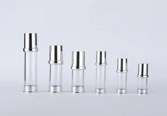 Silvery Shoulder Press Lotion Shampoo Airless Pump Plastic Bottle 15ml 20ml 30ml