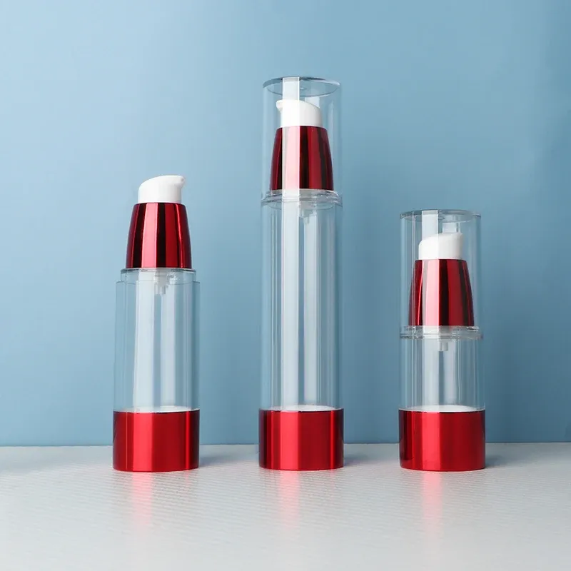 15ml 100ml Red Aluminum Plastic Skincare Lotion Pump Airless Bottle