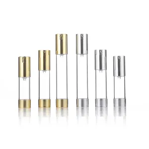 Gold Silver Plastic Airless Lotion Pump Bottles